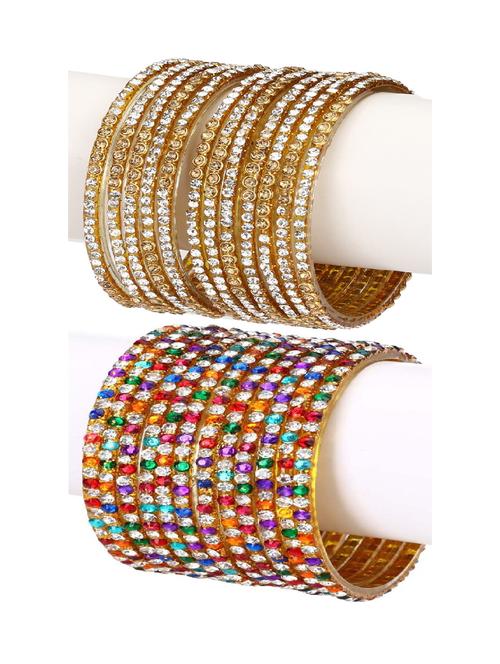 stone embellished glass bangles combo - 18817903 - Very Small Image - 1