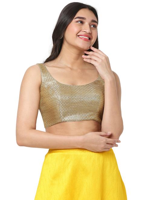 gold cotton blend regular blouse - 18822691 - Very Small Image - 1