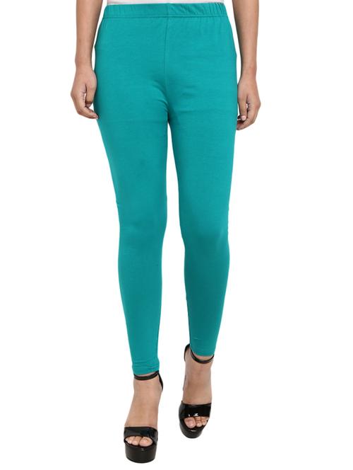 turquoise solid ankle length leggings - 18822906 - Very Small Image - 1