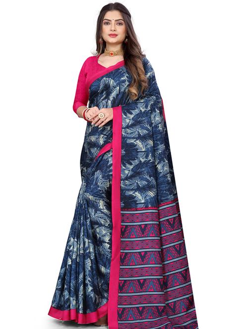 multi colored raw silk printed saree with blouse - 18823002 - Very Small Image - 1
