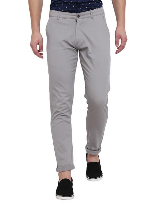 grey cotton chinos casual trousers - 18823264 - Very Small Image - 1