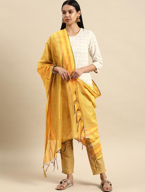 yellow cotton dupatta - 18824484 - Very Small Image - 1