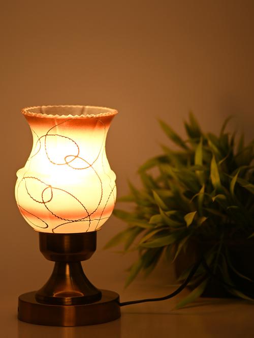 designer led compatible table lamp with decorated glass shade - 18824561 - Very Small Image - 1