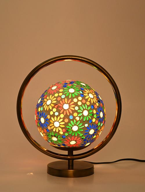 designer & decorative round table lamp with decorative colorful glass shade - 18824564 - Very Small Image - 1