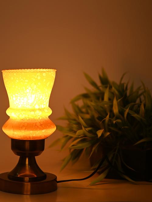 designer led compatible table lamp with decorated glass shade - 18824575 - Very Small Image - 1