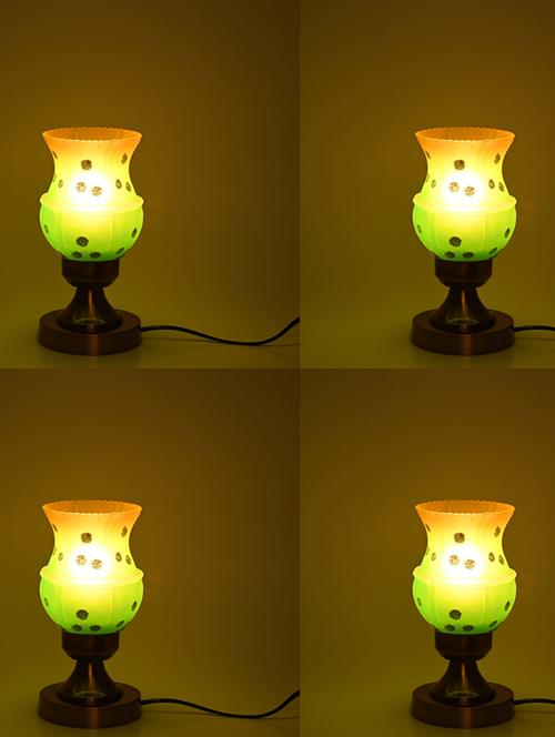 designer led compatible table lamp with decorated glass shade - 18824589 - Very Small Image - 1