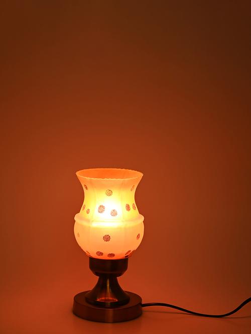 designer led compatible table lamp with decorated glass shade - 18824607 - Very Small Image - 1