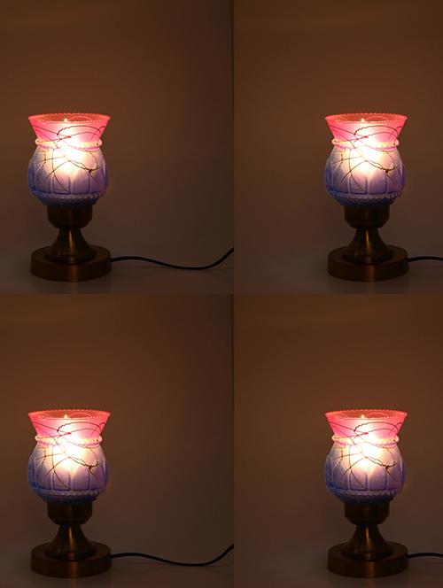 designer led compatible table lamp with decorated glass shade - 18824632 - Very Small Image - 1