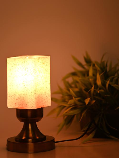 designer led compatible table lamp with decorated glass shade - 18824642 - Very Small Image - 1