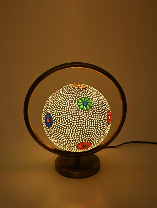 designer & decorative round table lamp with decorative colorful glass shade - 18824646 - Very Small Image - 1
