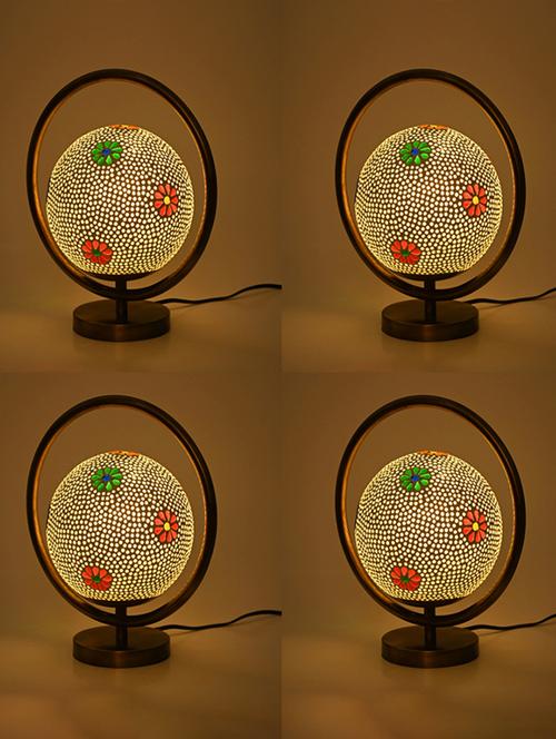designer & decorative round table lamp with decorative colorful glass shade - 18824656 - Very Small Image - 1
