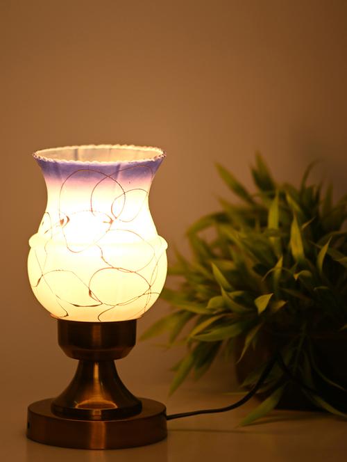 designer led compatible table lamp with decorated glass shade - 18824662 - Very Small Image - 1