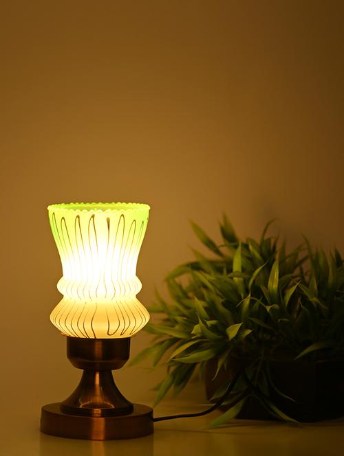 designer led compatible table lamp with decorated glass shade - 18824677 - Very Small Image - 1