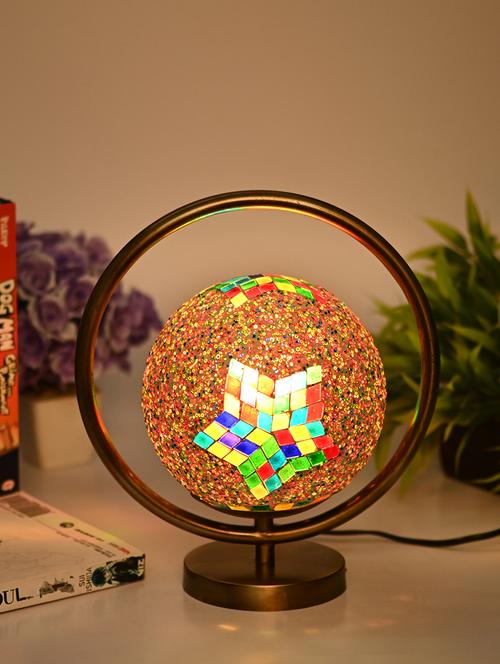 designer & decorative round table lamp with decorative colorful glass shade - 18824693 - Very Small Image - 1