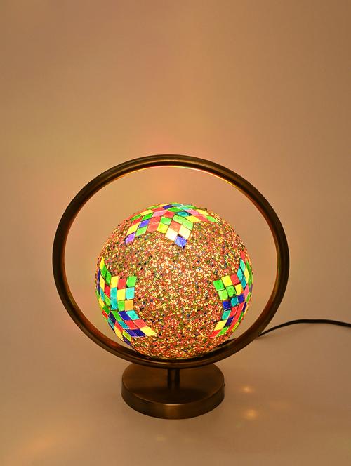 designer & decorative round table lamp with decorative colorful glass shade - 18824697 - Very Small Image - 1
