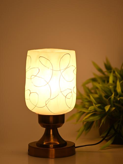 designer led compatible table lamp with decorated glass shade - 18824710 - Very Small Image - 1