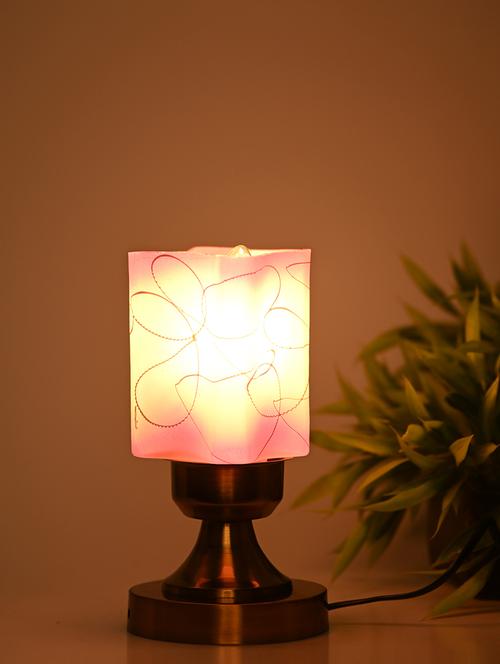 designer led compatible table lamp with decorated glass shade - 18824718 - Very Small Image - 1