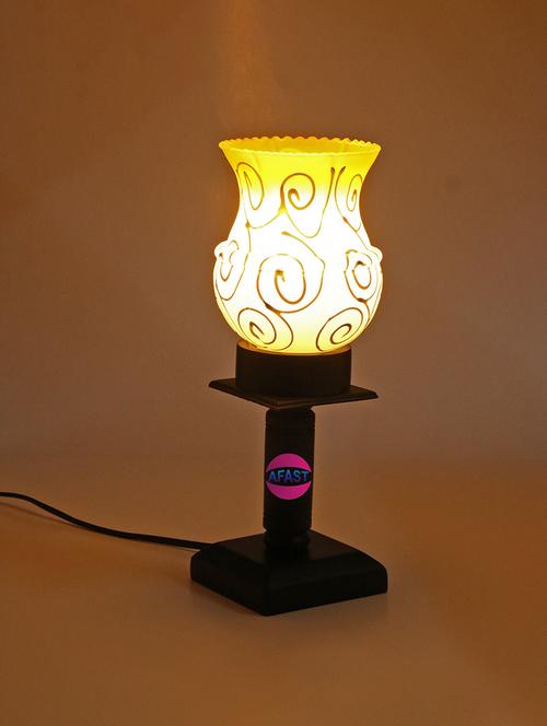 stylish home decorative wood table lamp with hand decorative glass shade - 18824724 - Very Small Image - 1