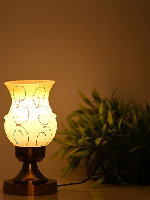 designer led compatible table lamp with decorated glass shade - 18824754 - Very Small Image - 1