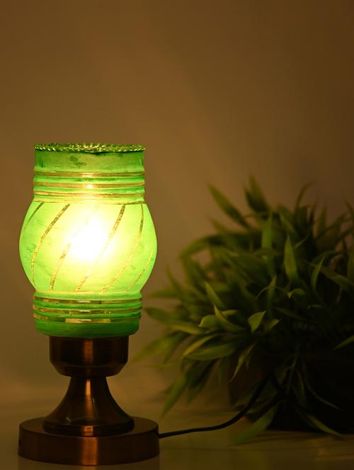 designer led compatible table lamp with decorated glass shade - 18824766 - Very Small Image - 1