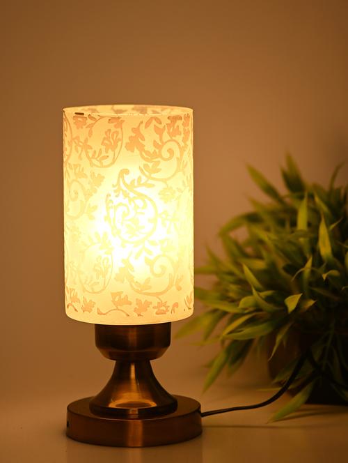 designer led compatible table lamp with decorated glass shade - 18824786 - Very Small Image - 1
