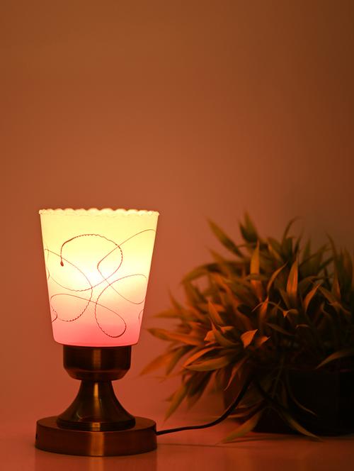 designer led compatible table lamp with decorated glass shade - 18824798 - Very Small Image - 1