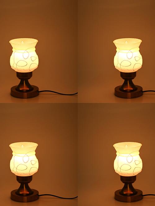 designer led compatible table lamp with decorated glass shade - 18824810 - Very Small Image - 1
