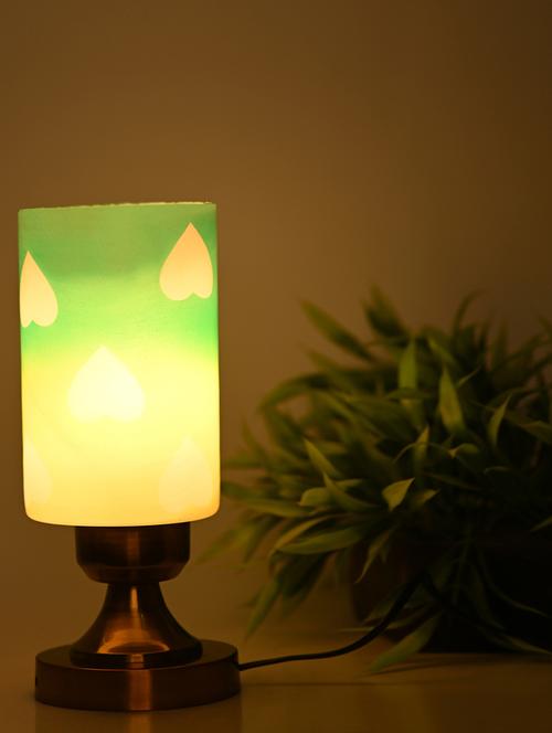 designer led compatible table lamp with decorated glass shade - 18824963 - Very Small Image - 1