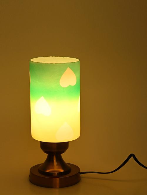 designer led compatible table lamp with decorated glass shade - 18824970 - Very Small Image - 1