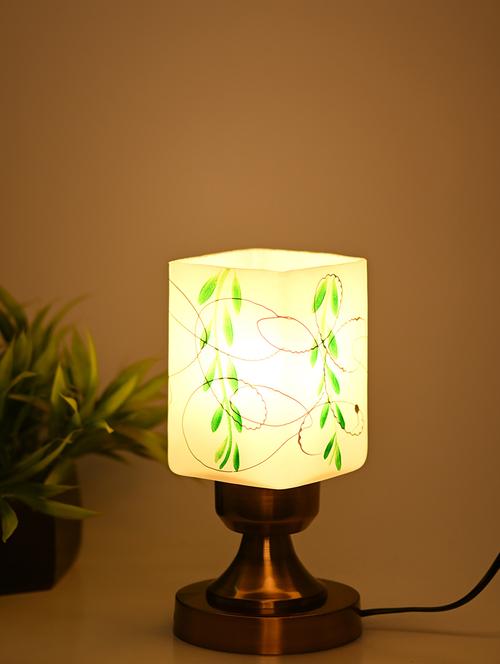 designer led compatible table lamp with decorated glass shade - 18824977 - Very Small Image - 1