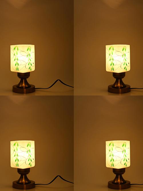designer led compatible table lamp with decorated glass shade - 18824981 - Very Small Image - 1