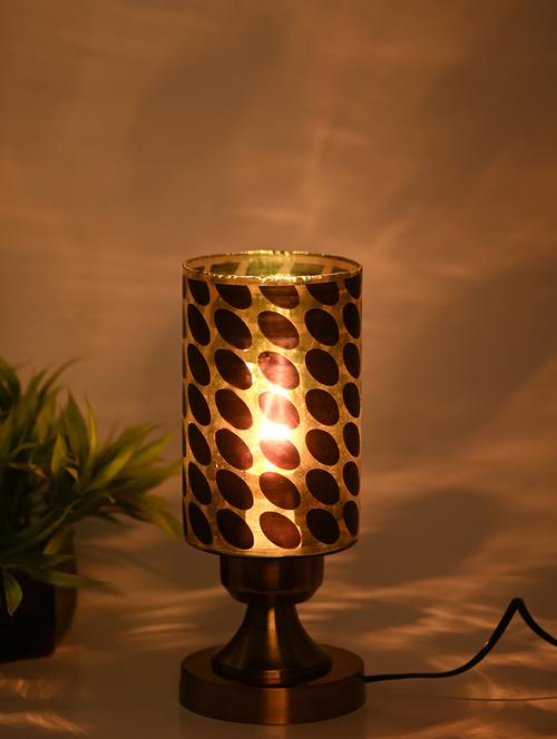 designer led compatible table lamp with decorated glass shade - 18825007 - Very Small Image - 1
