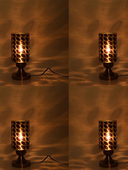 designer led compatible table lamp with decorated glass shade - 18825014 - Very Small Image - 1