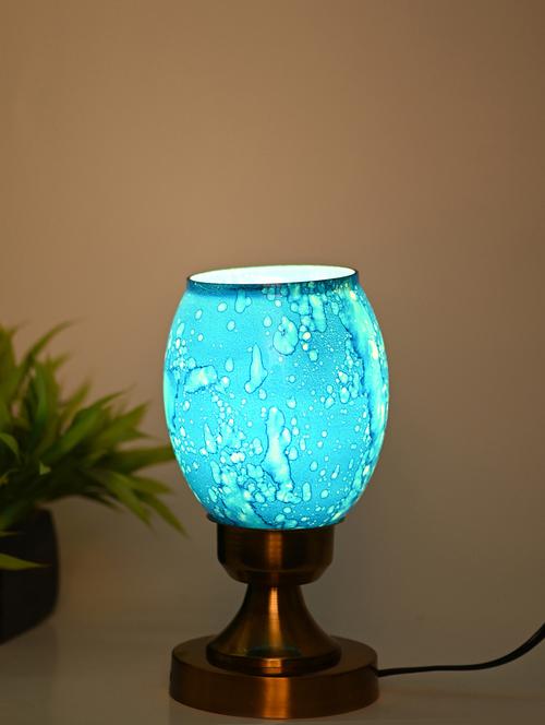 designer led compatible table lamp with decorated glass shade - 18825029 - Very Small Image - 1