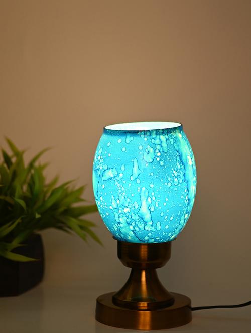 designer led compatible table lamp with decorated glass shade - 18825033 - Very Small Image - 1