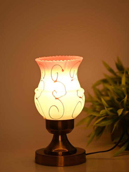 designer led compatible table lamp with decorated glass shade - 18825185 - Very Small Image - 1