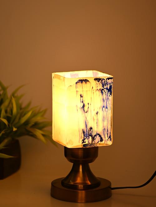 designer led compatible table lamp with decorated glass shade - 18825245 - Very Small Image - 1