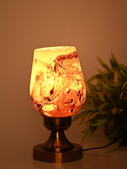 designer led compatible table lamp with decorated glass shade - 18825261 - Very Small Image - 1