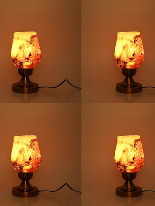 designer led compatible table lamp with decorated glass shade - 18825265 - Very Small Image - 1