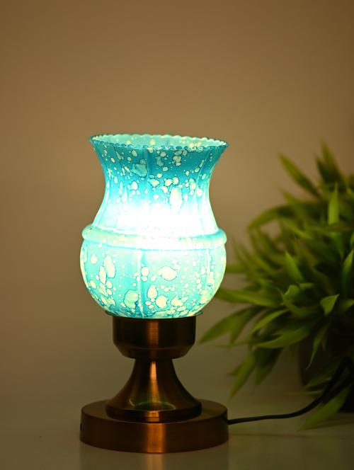 designer led compatible table lamp with decorated glass shade - 18825273 - Very Small Image - 1