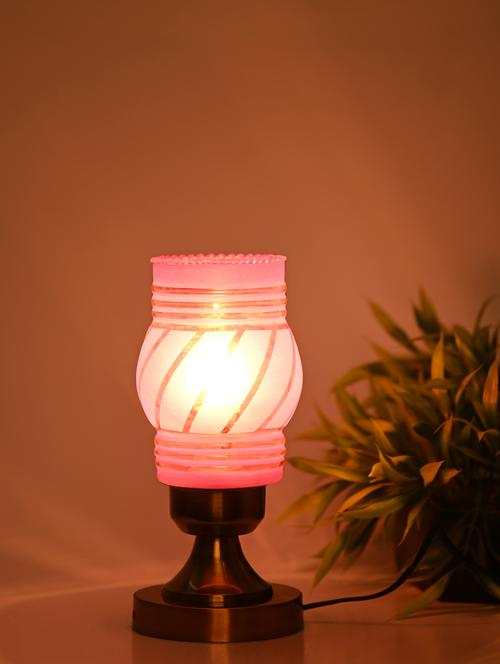 designer led compatible table lamp with decorated glass shade - 18825281 - Very Small Image - 1