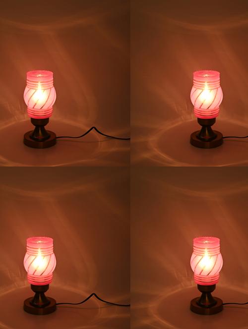 designer led compatible table lamp with decorated glass shade - 18825289 - Very Small Image - 1