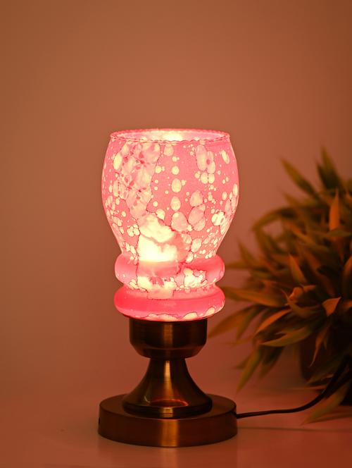 designer led compatible table lamp with decorated glass shade - 18825293 - Very Small Image - 1