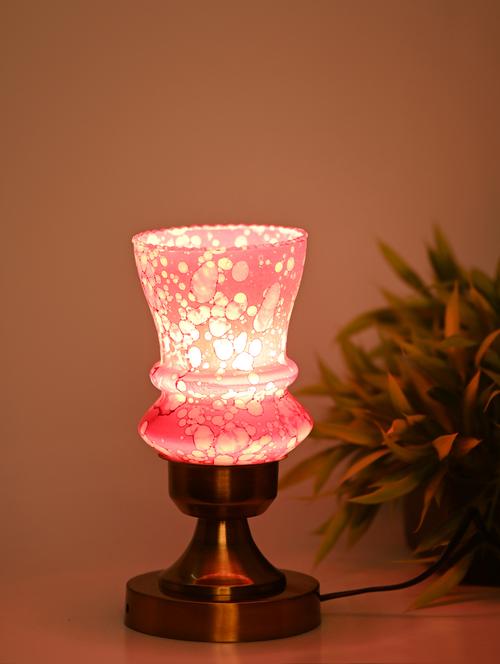 designer led compatible table lamp with decorated glass shade - 18825305 - Very Small Image - 1