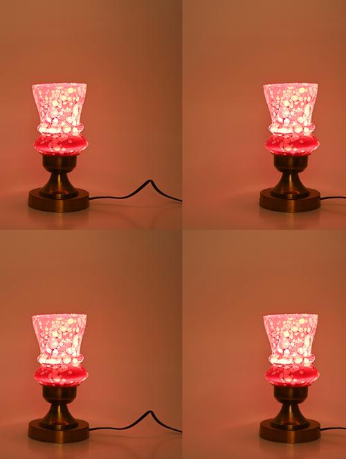 designer led compatible table lamp with decorated glass shade - 18825313 - Very Small Image - 1