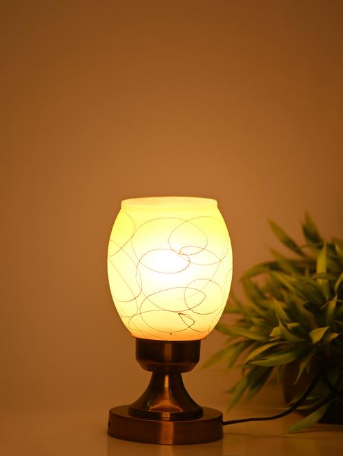 designer led compatible table lamp with decorated glass shade - 18825327 - Very Small Image - 1