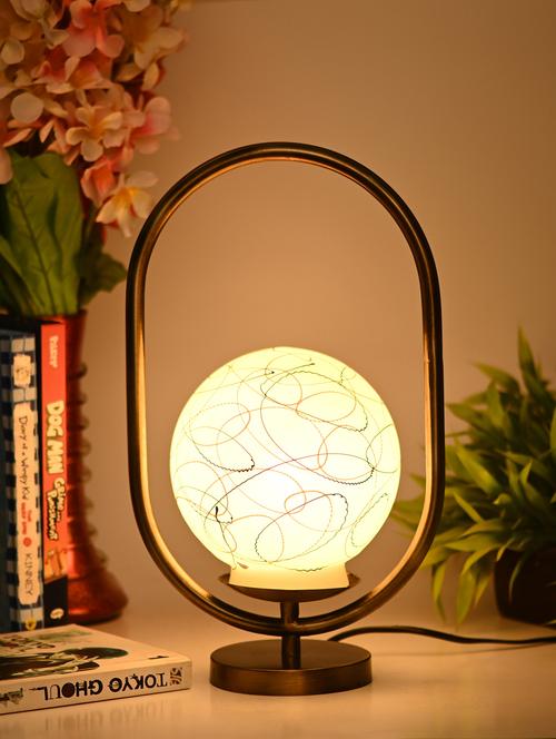 stylish design oval shape color table lamp with decorative glass shade - 18825334 - Very Small Image - 1