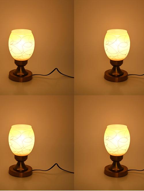 designer led compatible table lamp with decorated glass shade - 18825335 - Very Small Image - 1