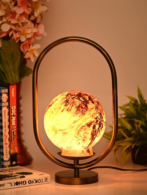 stylish design oval shape color table lamp with decorative glass shade - 18825362 - Very Small Image - 1