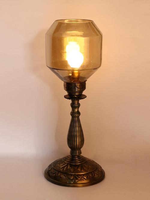 antique style metal & glass table lamp for home - 18825365 - Very Small Image - 1